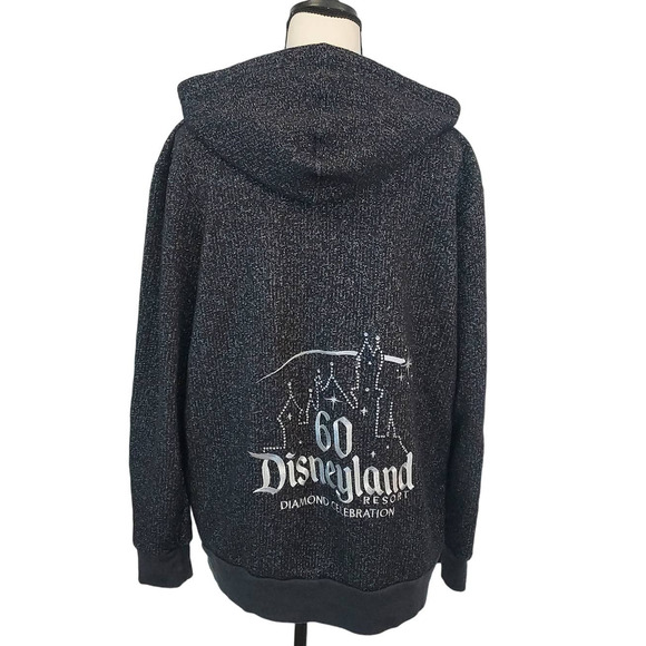 Disney Parks Disneyland 60 Diamond Anniversary Rhinestone Blk hoodie sweatshirt - Picture 3 of 8